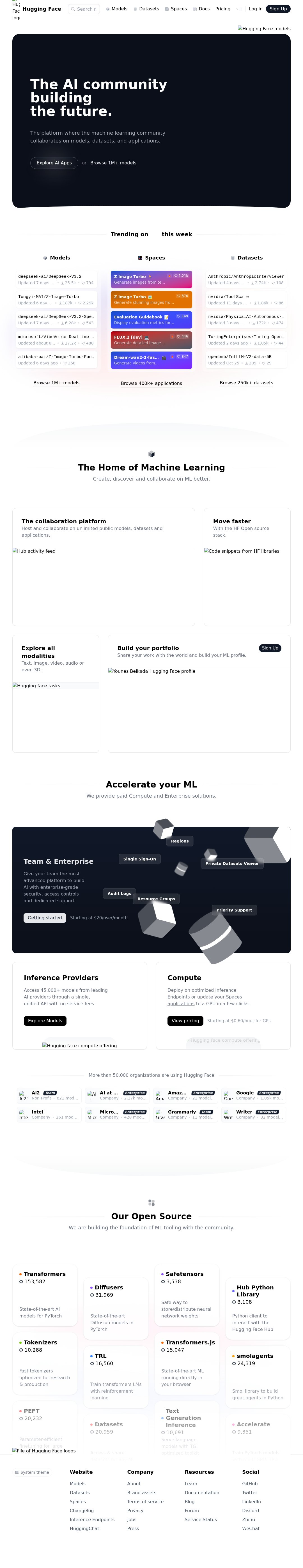 Hugging Face interface preview