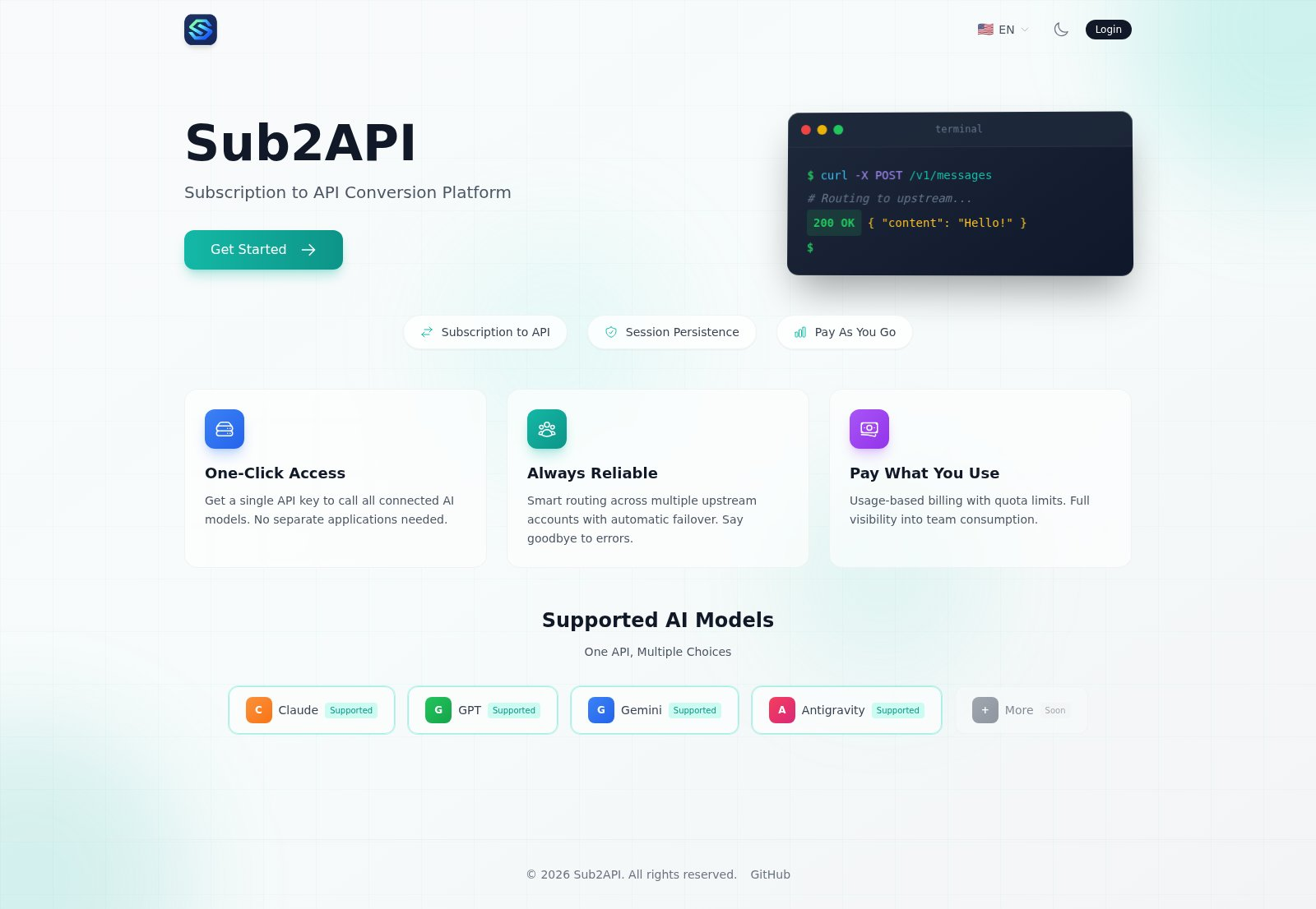 Sub2API interface preview