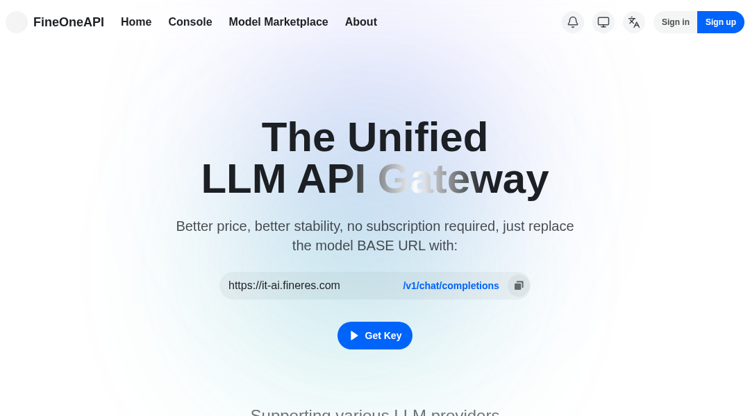 FineOneAPI interface preview