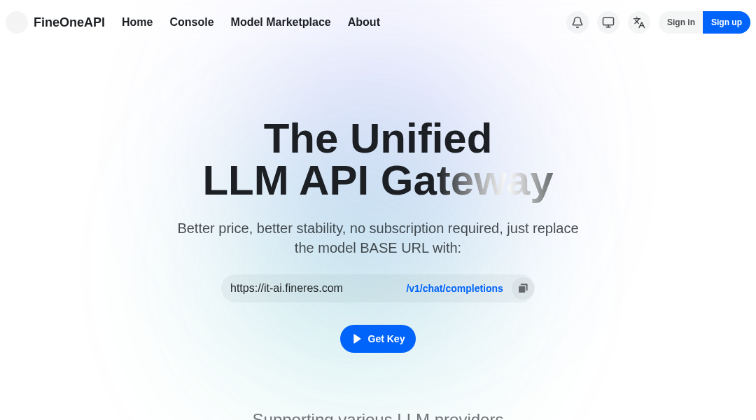 FineOneAPI interface preview