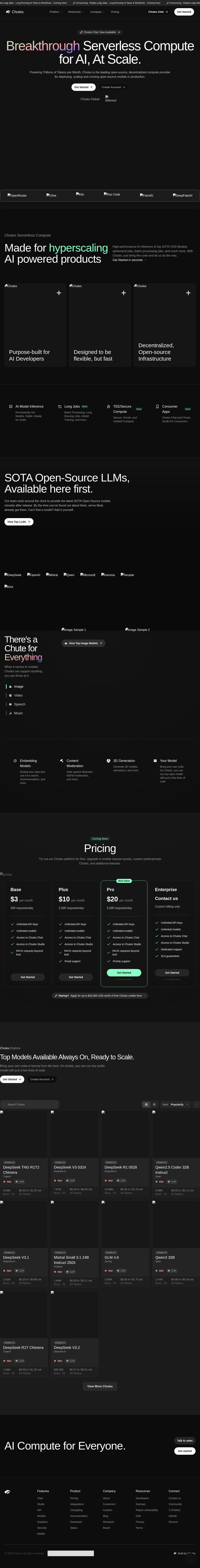 Chutes interface preview