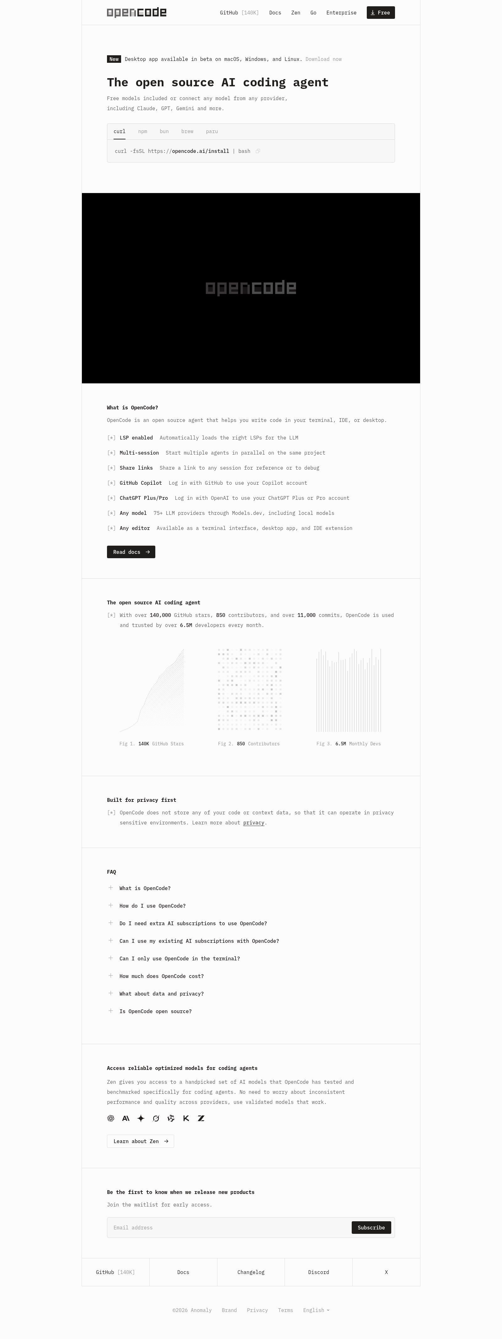 OpenCode interface preview