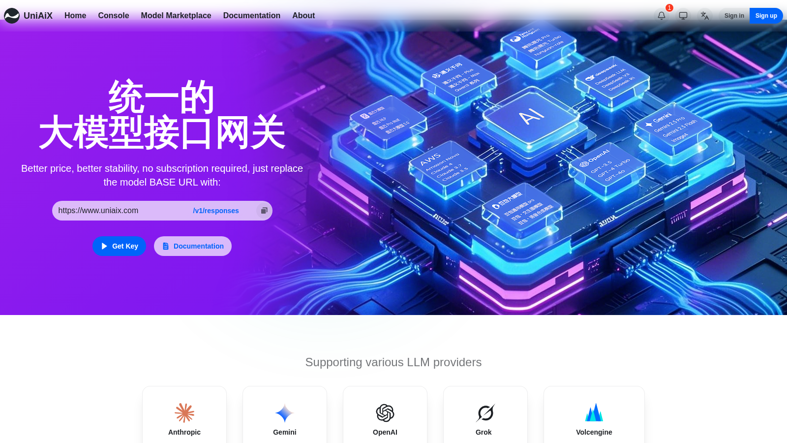 UniAiX interface preview