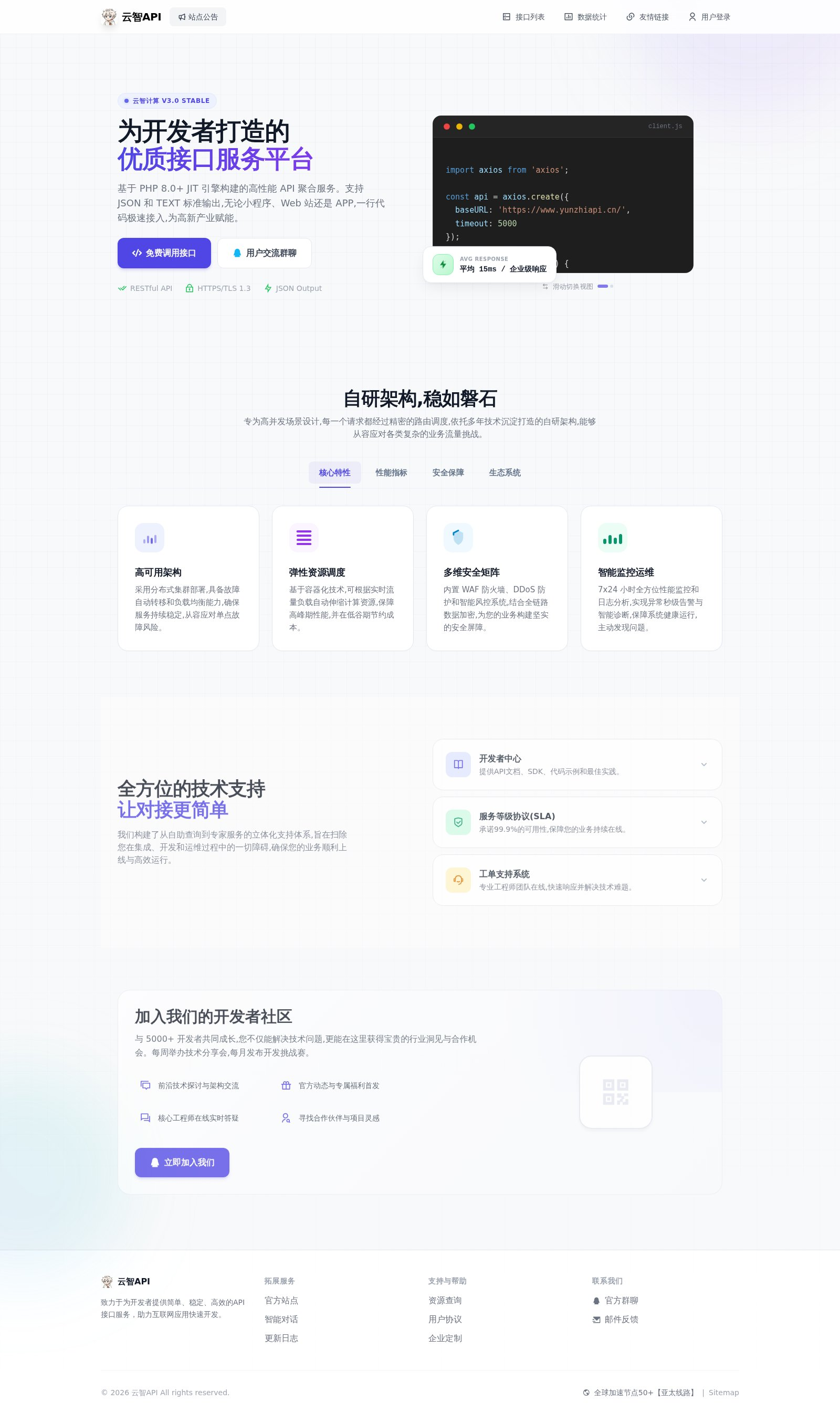 云智API interface preview