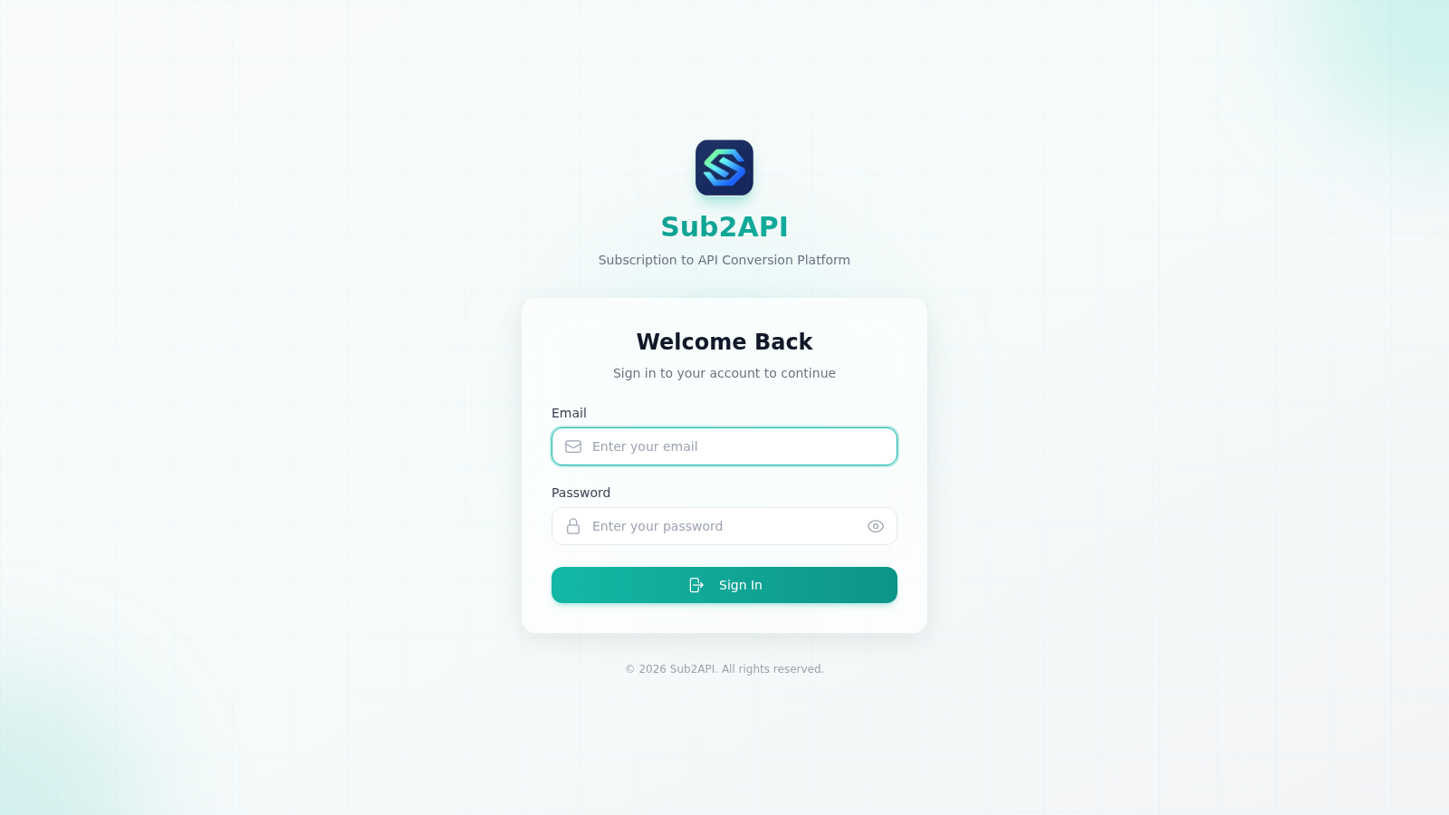 Sub2API interface preview